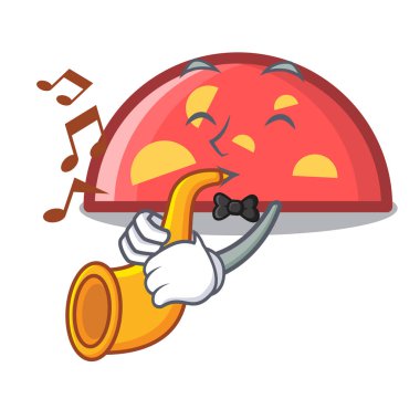 Trompet yarım daire maskot karikatür tarzı vektör çizim ile