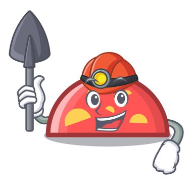 Madenci yarım daire maskot karikatür tarzı vektör çizim