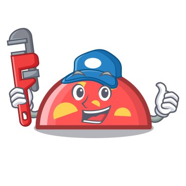 Tesisatçı yarım daire maskot karikatür tarzı vektör çizim