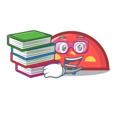 Öğrenci kitap yarım daire maskot karikatür tarzı vektör çizim ile