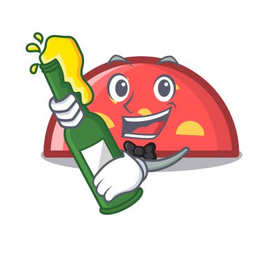 Bira yarım daire maskot karikatür tarzı vektör çizim ile