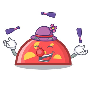 Yarım daire maskot karikatür tarzı vektör çizim hokkabazlık