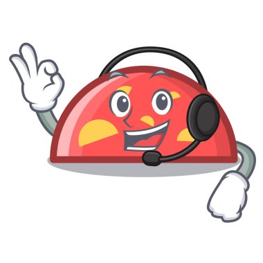 Kulaklık yarım daire maskot karikatür tarzı vektör çizim ile