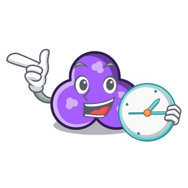 Saat trefoil karakter karikatür tarzı vektör çizim ile