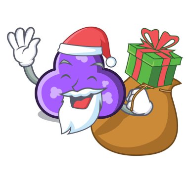 Noel Baba hediye trefoil maskot karikatür tarzı vektör çizim ile