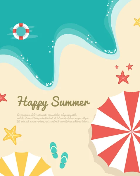 Feliz Día Verano Cartel Estilo Vector Ilustración — Vector de stock