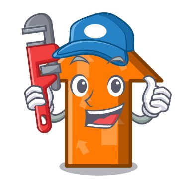 Tesisatçı ok maskot karikatür tarzı vektör çizim