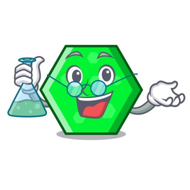 Profesör sekizgen karakter karikatür tarzı vektör çizim