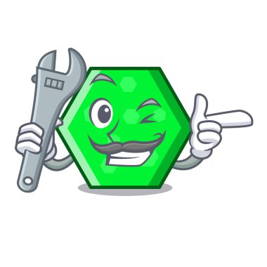 Mekanik sekizgen maskot karikatür tarzı vektör çizim