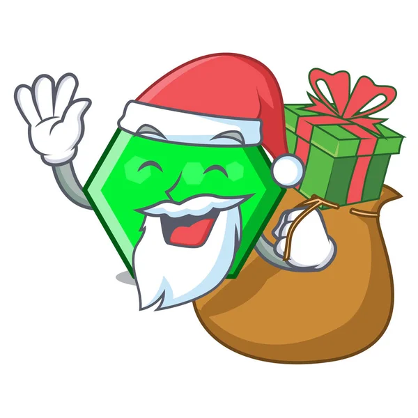 Santa Con Regalo Octágono Mascota Dibujos Animados Estilo Vector Ilustración — Vector de stock