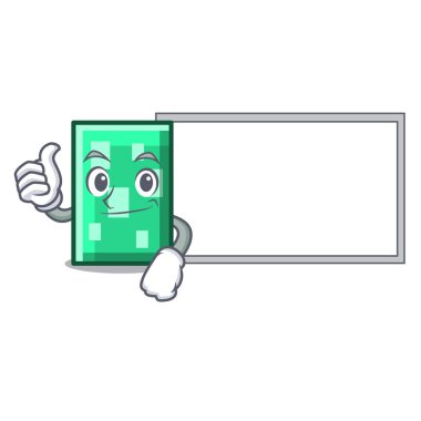 Başparmak yukarıya kurulu dikdörtgen karakter karikatür tarzı vektör çizim ile