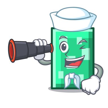 Denizci dürbün dikdörtgen maskot karikatür tarzı vektör çizim ile