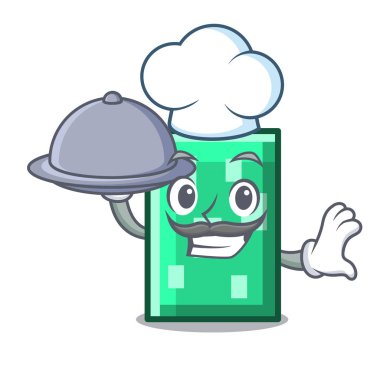 Şef gıda dikdörtgen maskot karikatür tarzı vektör çizim ile