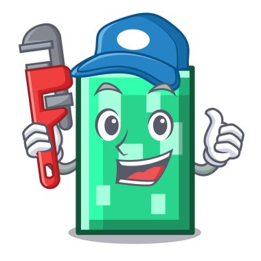 Tesisatçı dikdörtgen maskot karikatür tarzı vektör çizim