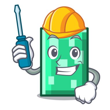 Otomotiv dikdörtgen maskot karikatür tarzı vektör çizim