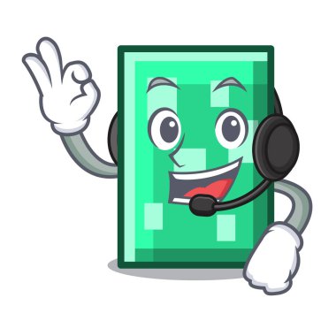 Kulaklık dikdörtgen maskot karikatür tarzı vektör çizim ile