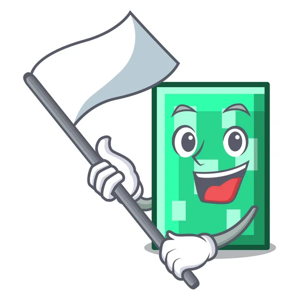 Com Bandeira Retângulo Mascote Desenho Animado Estilo Vetor Ilustração — Vetor de Stock