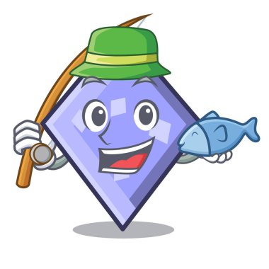 Balık tutma rhombus maskot karikatür tarzı vektör çizim