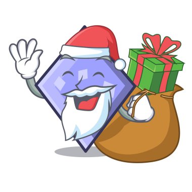 Noel Baba hediye rhombus maskot karikatür tarzı vektör çizim ile