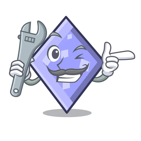 Mechanic Rhombus Mascot Cartoon Style Vector Illustration — Stock Vector