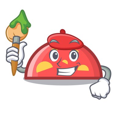 Sanatçı yarım daire karakter karikatür tarzı vektör çizim