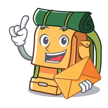 Zarf sırt çantası karakter karikatür tarzı vektör çizim ile