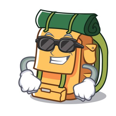 Süper cool sırt çantası karakter karikatür tarzı vektör çizim