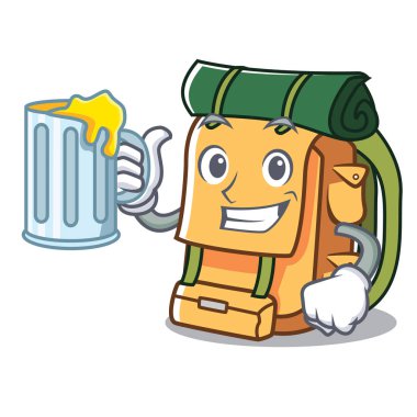 Suyu sırt çantası maskot karikatür tarzı vektör çizim ile