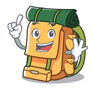 Parmak sırt çantası maskot karikatür tarzı vektör çizim