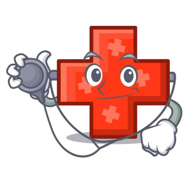 Doktor karakter karikatür tarzı vektör çizim çapraz