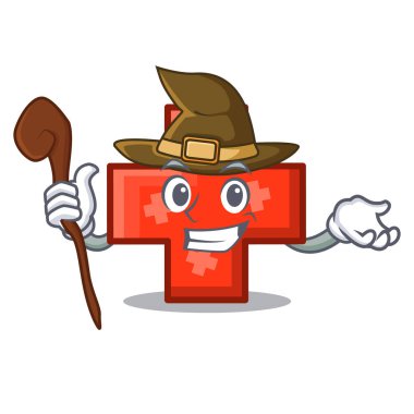 Maskot karikatür tarzı vektör çizim cadı