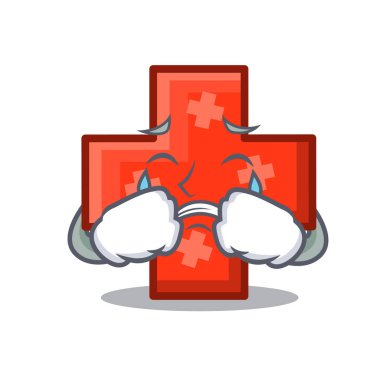 Çapraz maskot karikatür tarzı vektör çizim ağlıyor