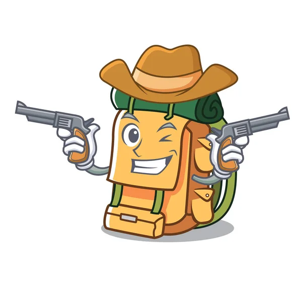 Cowboy Rucksack Charakter Cartoon Stil Vektor Illustration — Stockvektor