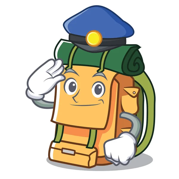 Polícia Mochila Personagem Desenho Animado Estilo Vetor Ilustração — Vetor de Stock
