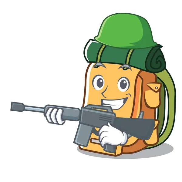 Armee Rucksack Charakter Cartoon Stil Vektor Illustration — Stockvektor