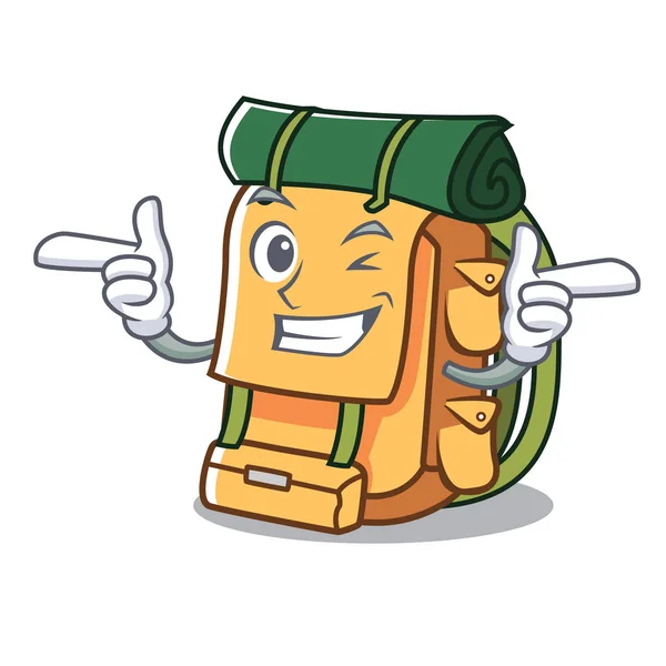 Wink Mochila Personagem Desenho Animado Estilo Vetor Ilustração — Vetor de Stock