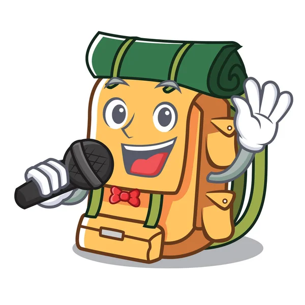 Gesang Rucksack Maskottchen Cartoon Stil Vektor Illustration — Stockvektor