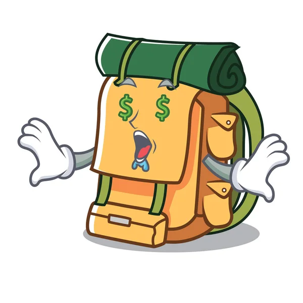 Dinero Ojo Mochila Mascota Dibujos Animados Estilo Vector Ilustración — Vector de stock
