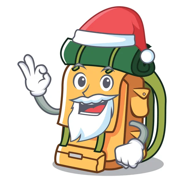 Mascotte Santa Sac Dos Illustration Vectorielle Style Dessin Animé — Image vectorielle