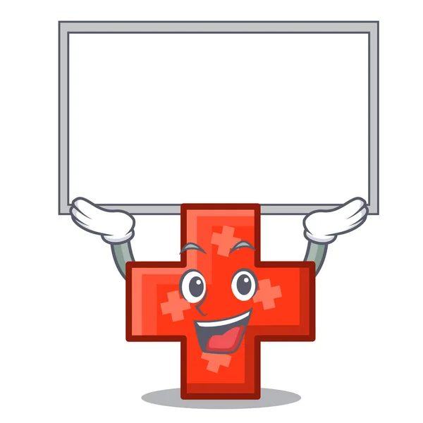 Board Cross Character Cartoon Style Vector Illustration — Stock Vector