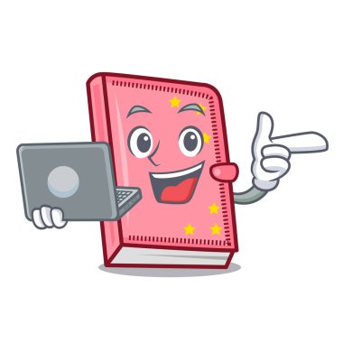 Dizüstü bilgisayar günlüğü karakter karikatür tarzı vektör çizim ile