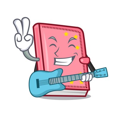 Gitar günlüğü maskot karikatür tarzı vektör çizim ile
