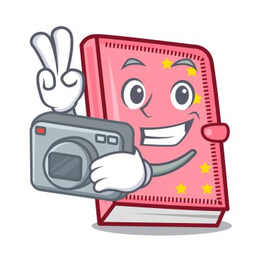 Fotoğrafçı günlüğü maskot karikatür tarzı vektör çizim
