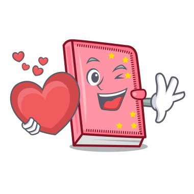 Kalp günlüğü maskot karikatür tarzı vektör çizim ile