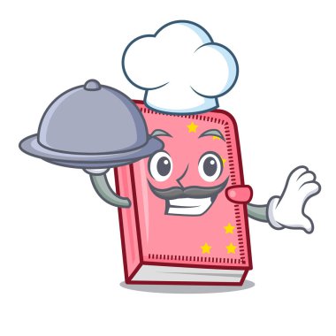 Şef yiyecek günlüğü maskot karikatür tarzı vektör çizim ile