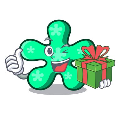 Hediye serbest form maskot karikatür vektör çizim ile