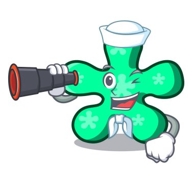 Denizci dürbün serbest form maskot karikatür vektör çizim ile