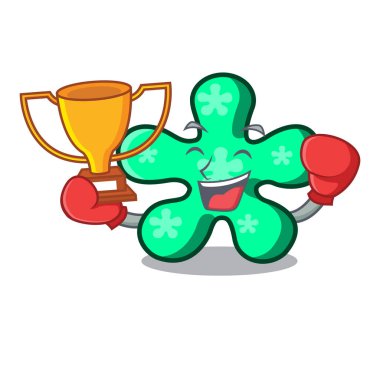 Kazanan serbest form maskot karikatür vektör çizim boks