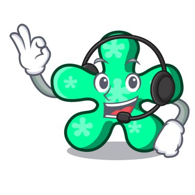 Kulaklık serbest form maskot karikatür vektör çizim ile