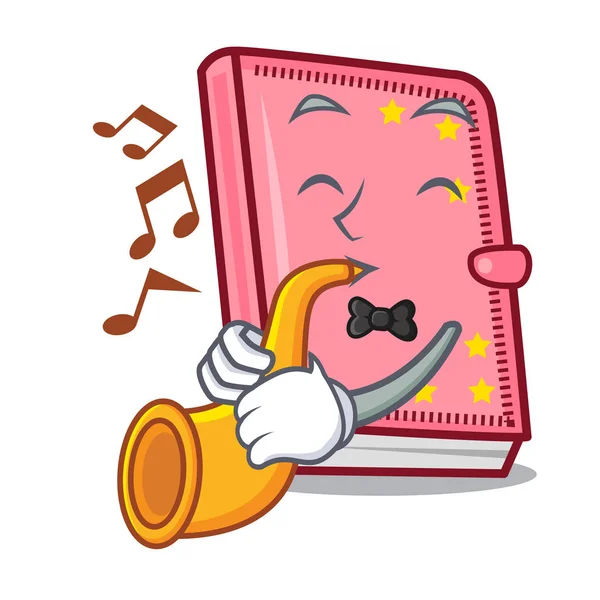 Trumpet Diary Mascot Cartoon Style Vector Illustration — Stock Vector